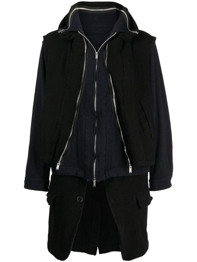 UNDERCOVER Zip-detail Layered Coat In Black Product Image