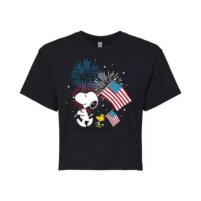 Juniors Peanuts Fireworks Cropped Tee, Girls Product Image