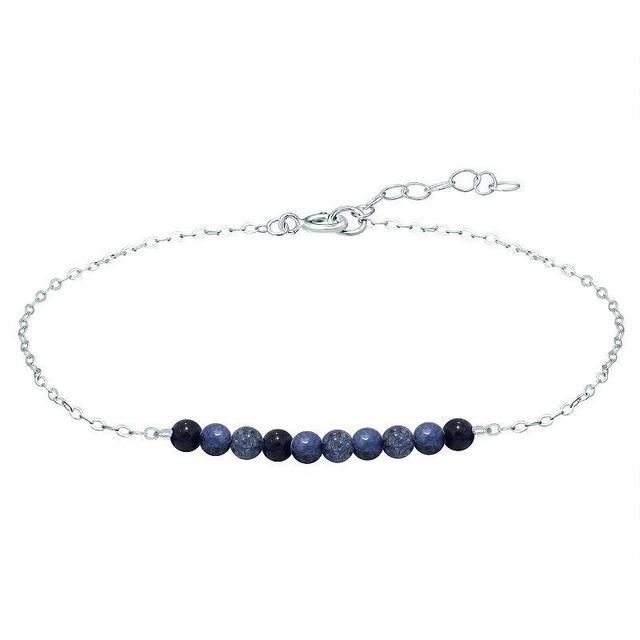 Aleure Precioso Sterling Silver Beaded Anklet, Womens Blue Product Image