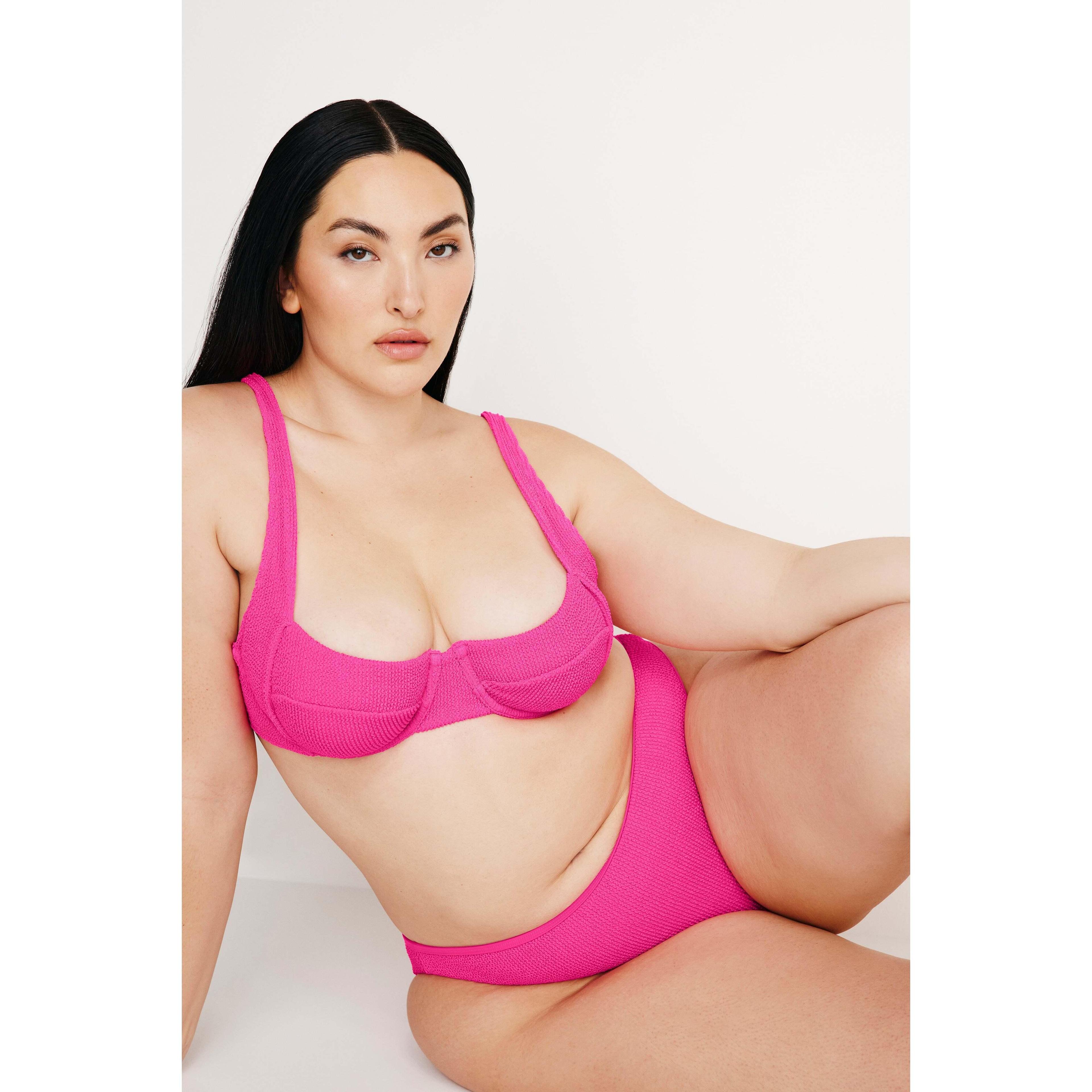 Womens Always Fits Classic Bikini Bottom | Pink Glow, Size 2XL/3XL | Good American by Khlo Kardashian Product Image