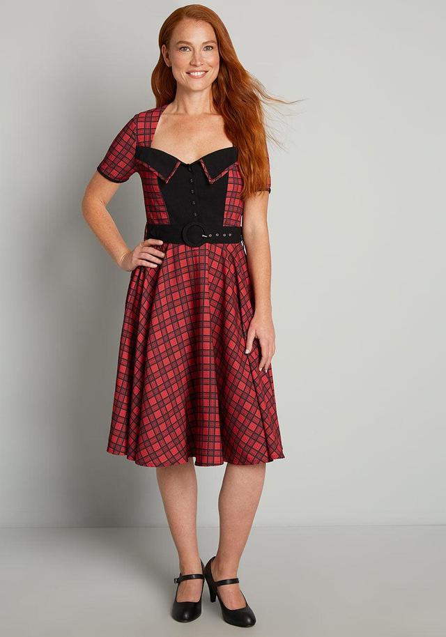 Love You Like Plaid Swing Dress Product Image