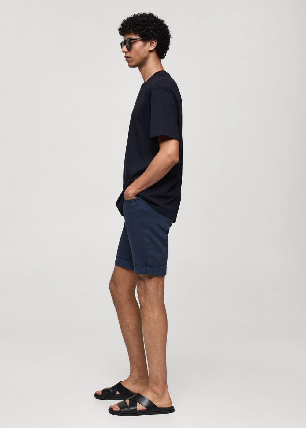 MANGO MAN - Slim-fit denim bermuda shorts indigo blueMen Product Image