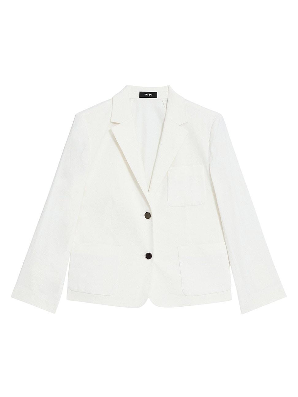 Womens Linen-Blend Shrunken Blazer Product Image