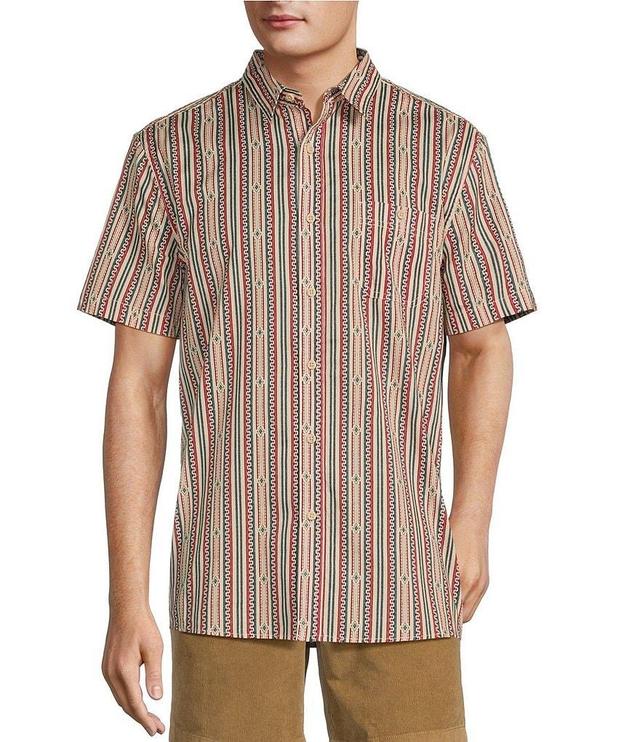 Rowm On The Range Short Sleeve Stretch Poplin Stripe Print Shirt Product Image