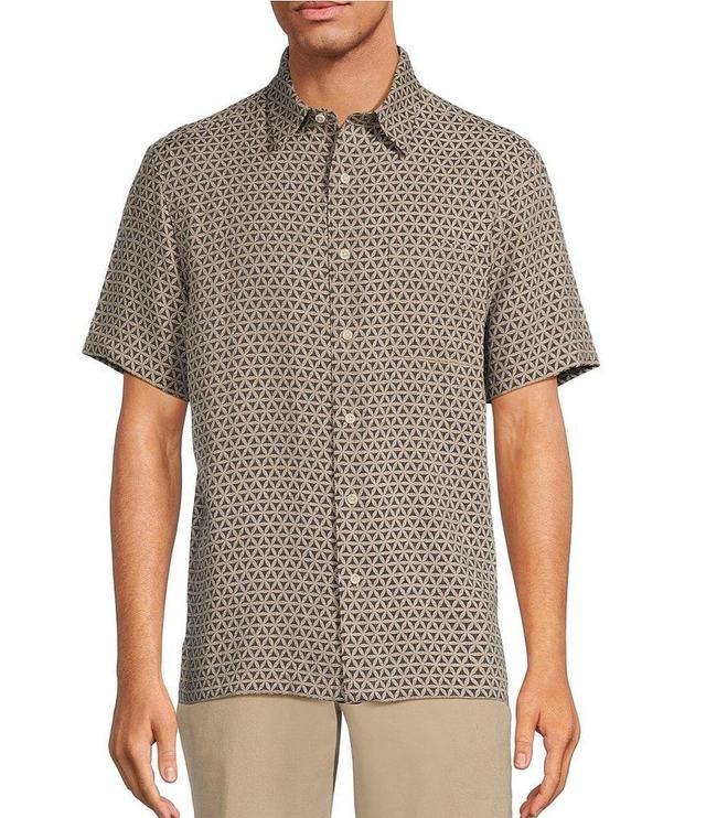 Roundtree & Yorke Short Sleeve Medium Geometric Print Sport Shirt Product Image