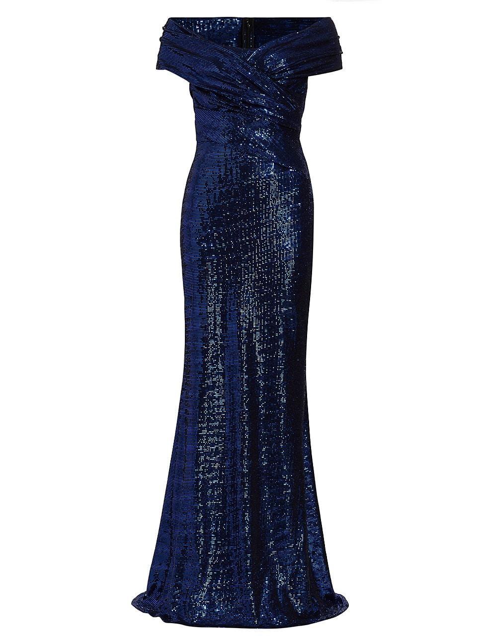 Womens Sequin Off-The-Shoulder Gown Product Image