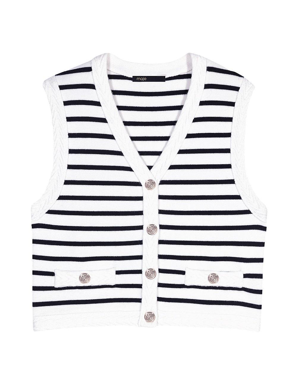 Womens Sleeveless Striped Cardigan Product Image