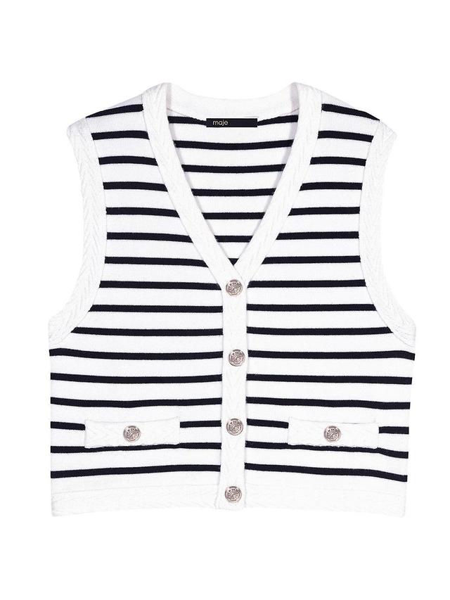 Womens Sleeveless Striped Cardigan Product Image