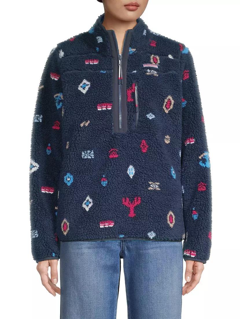 Nautical Icons Printed Zip-Up Sherpa Jacket Product Image