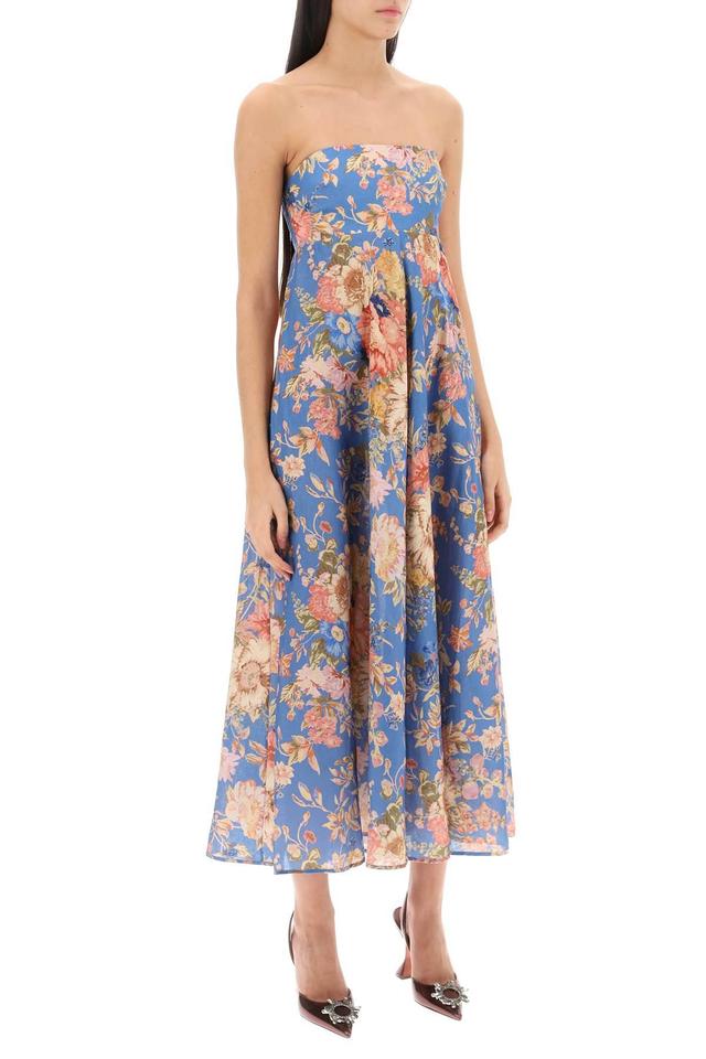 ZIMMERMANN Women's Floral Print Linen Bandeau Midi Dress In Blue Product Image