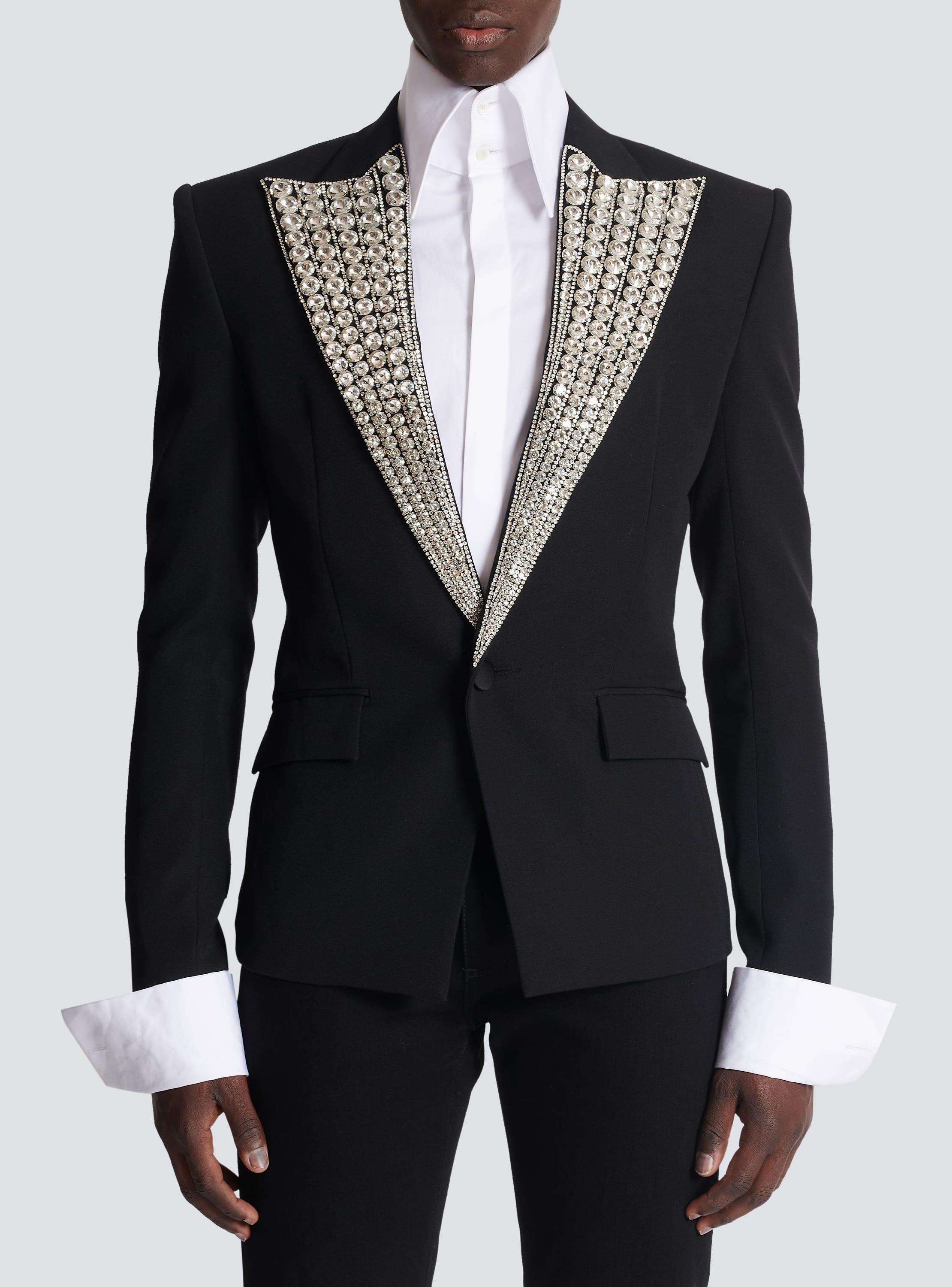 Jacket with crystal-embellished collar Product Image