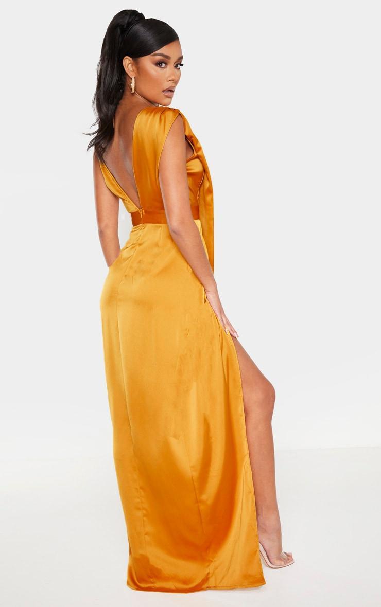 Mustard Asymmetric Drape Detail Maxi Dress Product Image