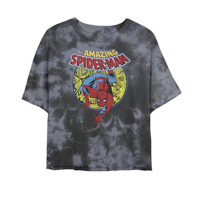 Juniors Marvel Amazing Spider-Man Vintage Comic Tee, Girls Black Grey Product Image