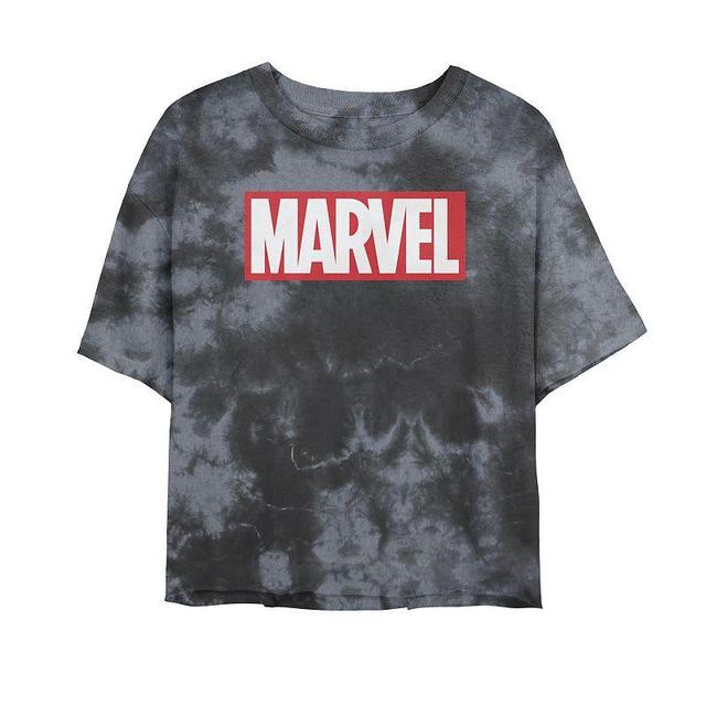 Juniors Marvel Classic Bold Logo Tee, Girls Black Grey Product Image