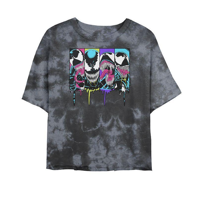 Juniors Marvel Venom Colorful Dripping Comic Panel Tee, Girls Black Grey Product Image