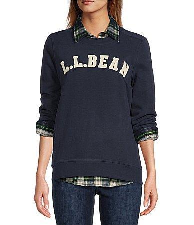 L.L.Bean 1912 Soft  Cozy Crew Neck Long Sleeve Logo Detail Sweat Shirt Product Image