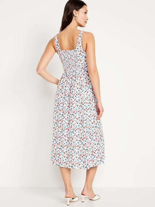 Fit & Flare Linen-Blend Midi Dress Product Image