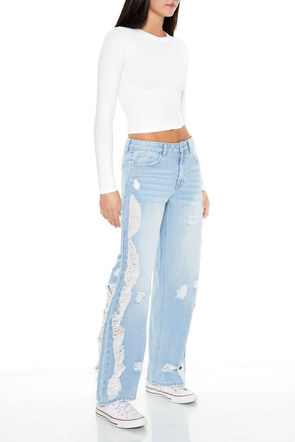 Destroyed Mid-Rise Baggy Jeans | Forever 21 Product Image