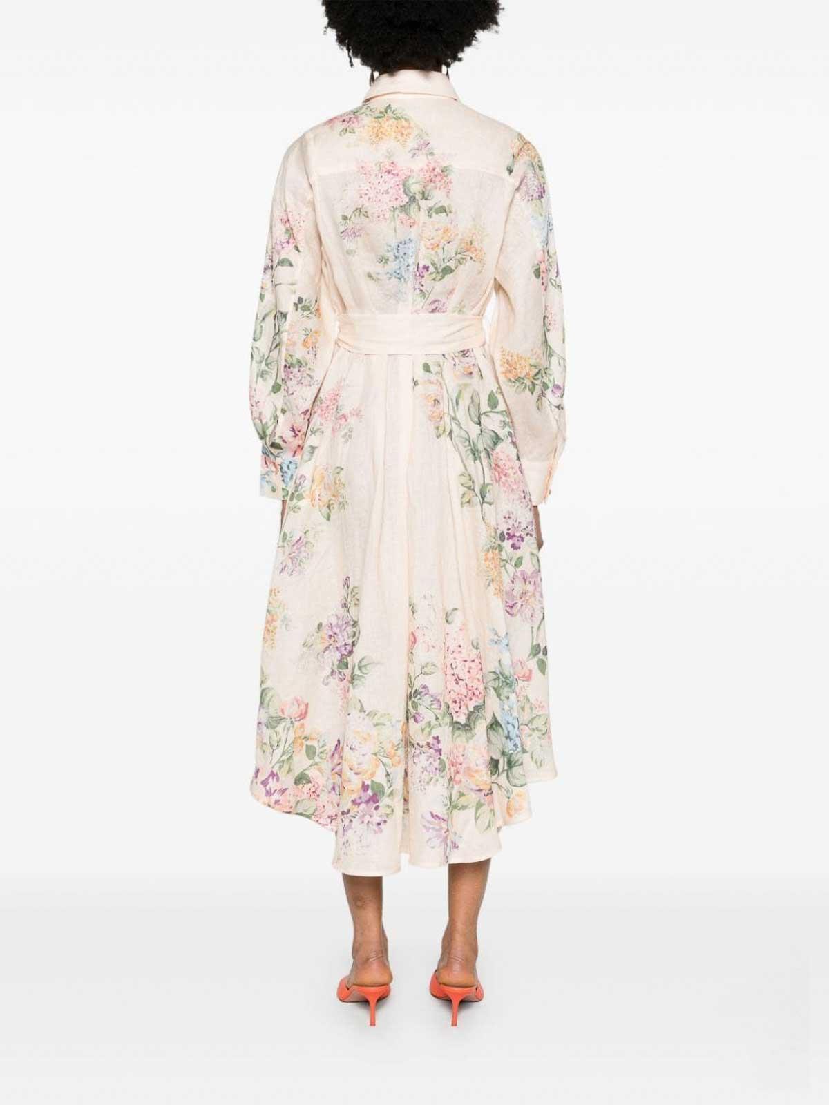 ZIMMERMANN Halliday Floral Shirt Dress In Beis Product Image