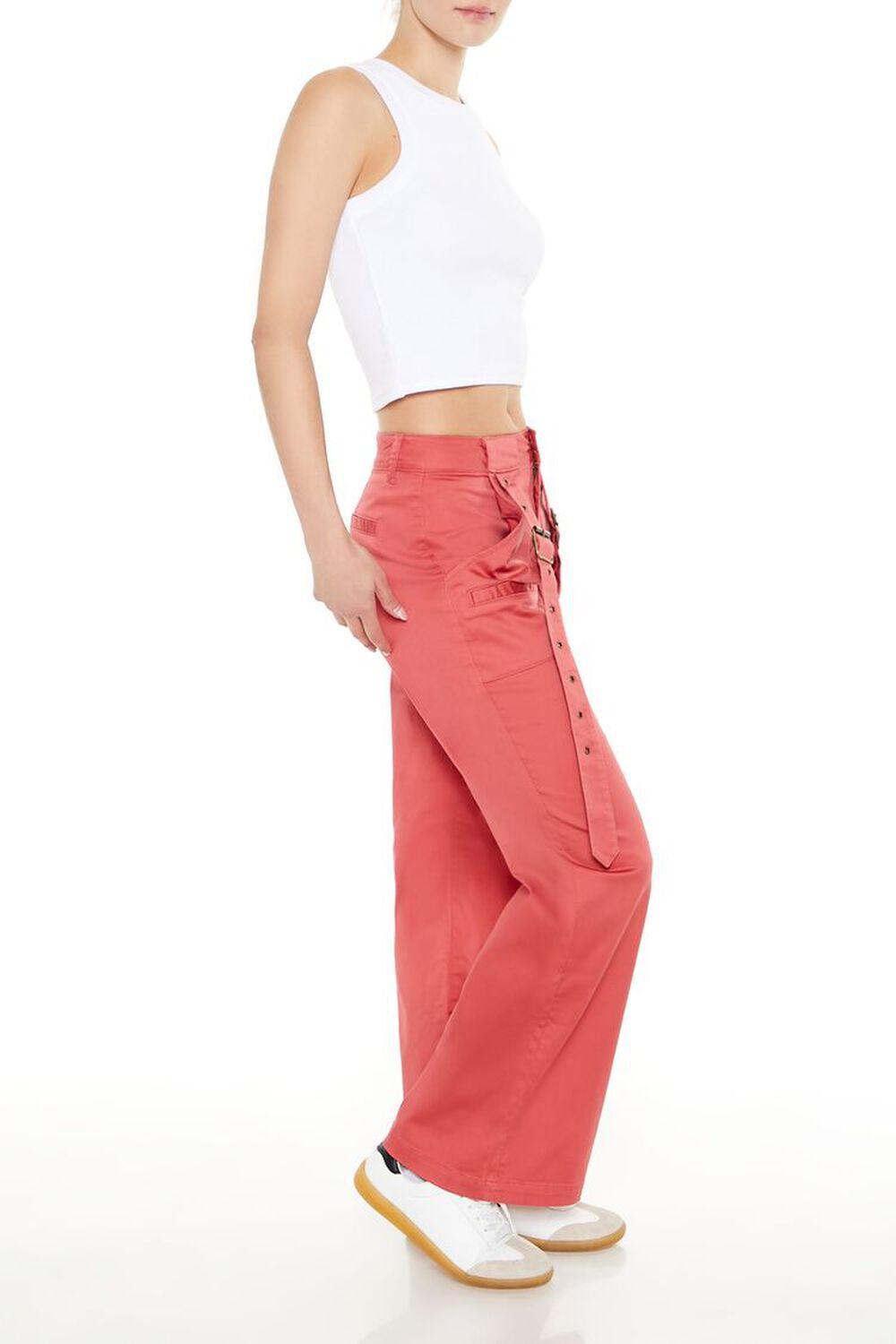 Buckled Twill Wide-Leg Pants | Forever 21 Product Image