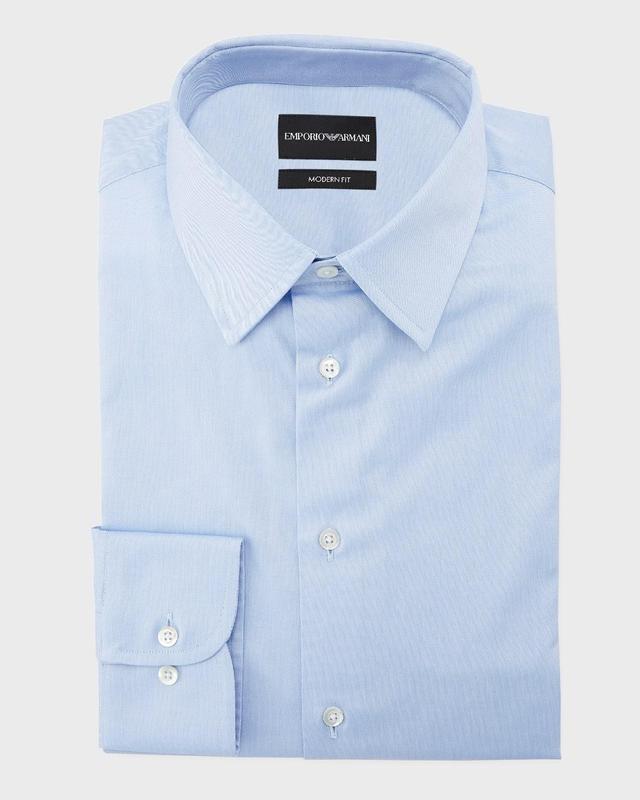 Mens Modern-Fit Cotton-Stretch Dress Shirt, Blue Product Image