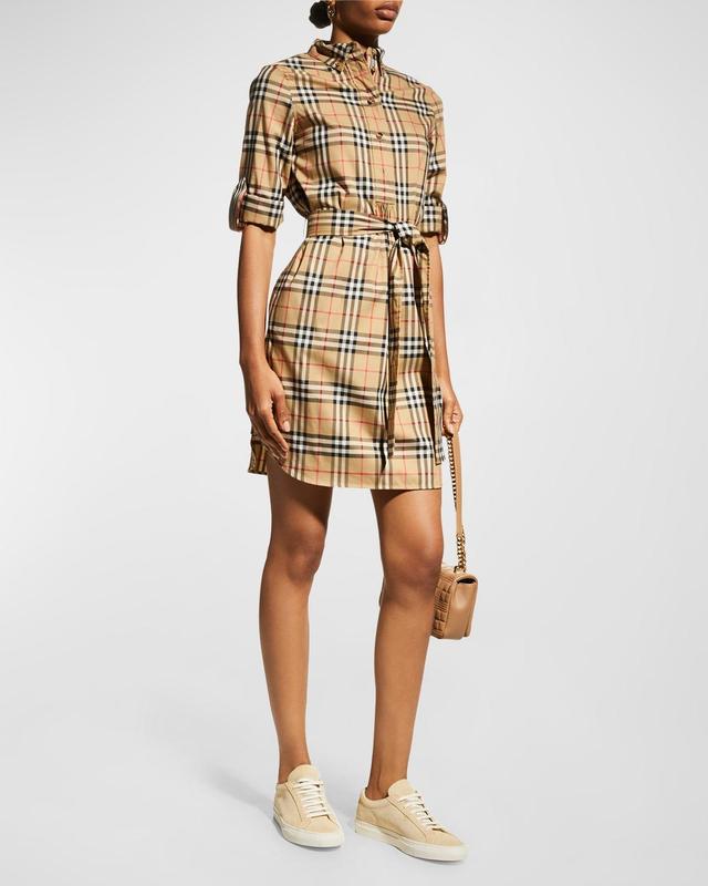 burberry Giovanna Vintage Check Long Sleeve Stretch Cotton Shirtdress Product Image