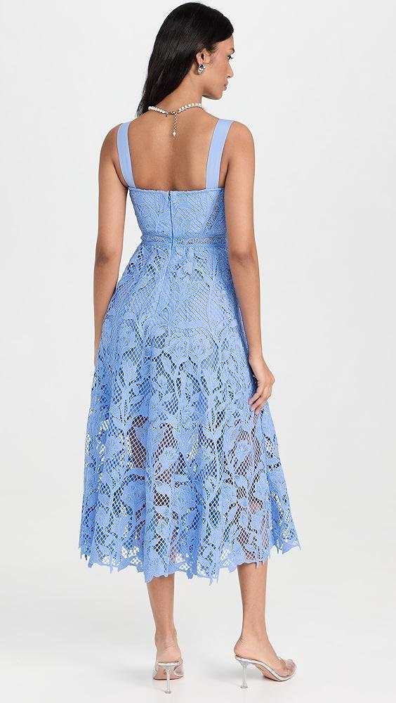 Self Portrait Blue Lace Midi Dress | Shopbop Product Image