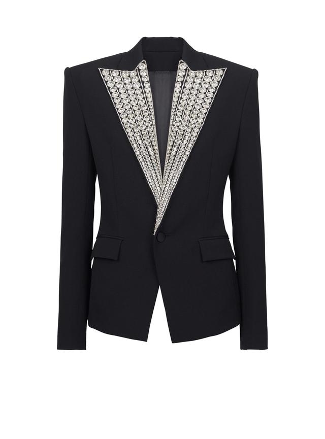 Jacket with crystal-embellished collar Product Image