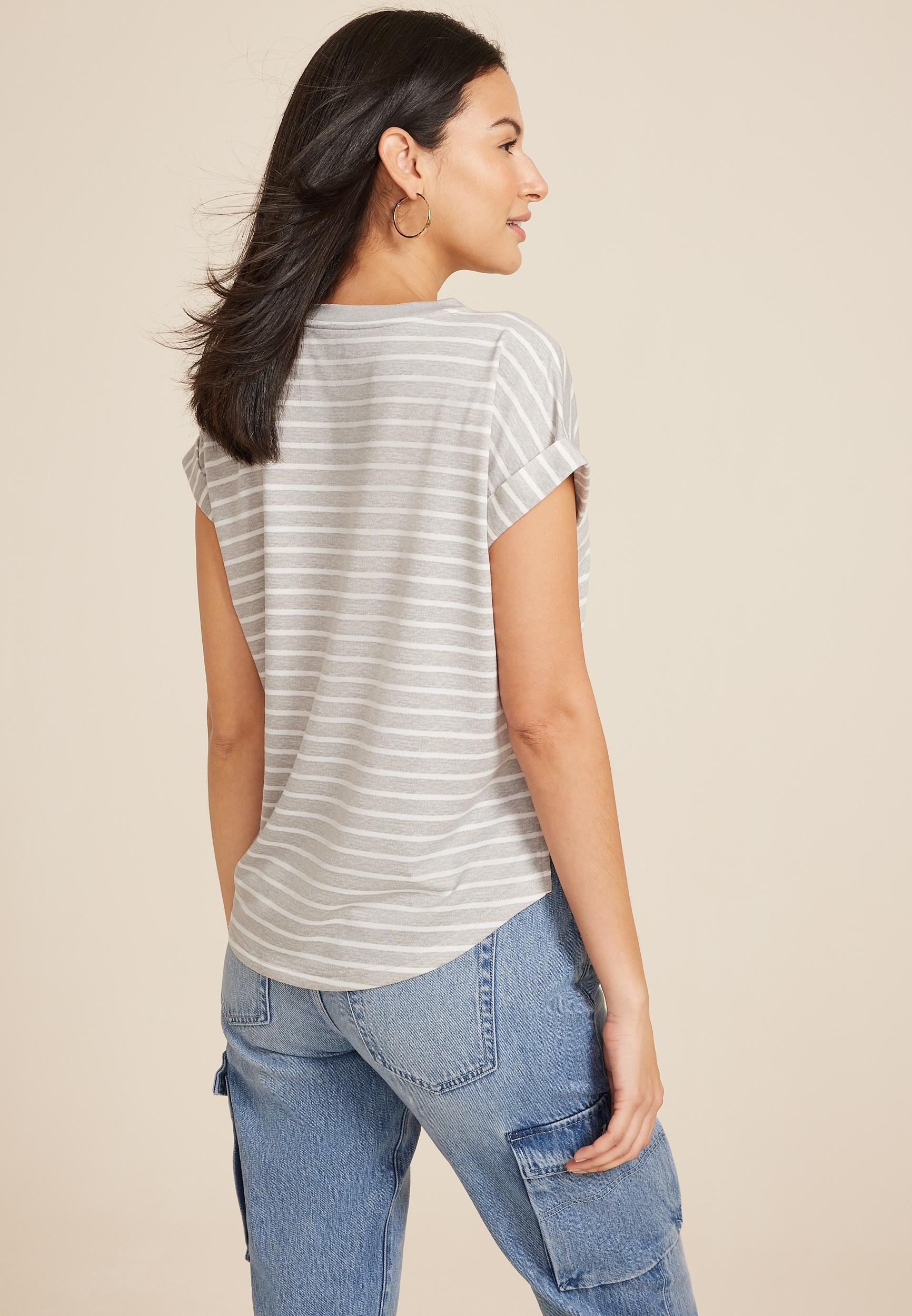 24/7 Clara Striped Short Sleeve Tee Product Image