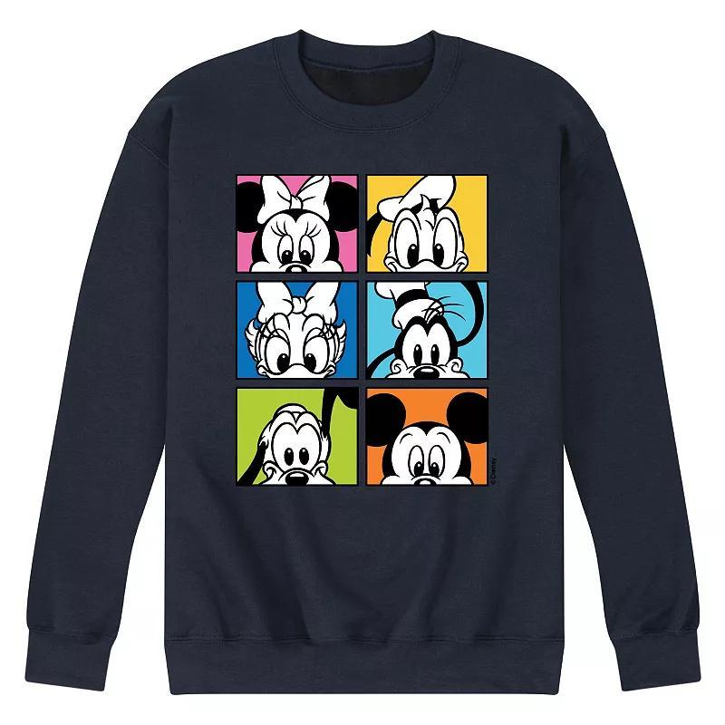 Disneys Mickey Friends Grid Mens Fleece Sweatshirt Blue Product Image