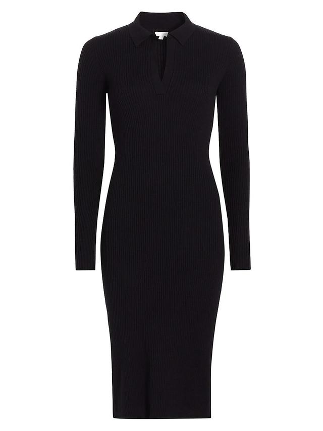 Womens Mallory Cotton & Cashmere-Blend Rib-Knit Polo Dress Product Image