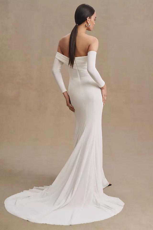 Wtoo by Watters Milligan Off-The-Shoulder Long-Sleeve Column Wedding Gown Product Image