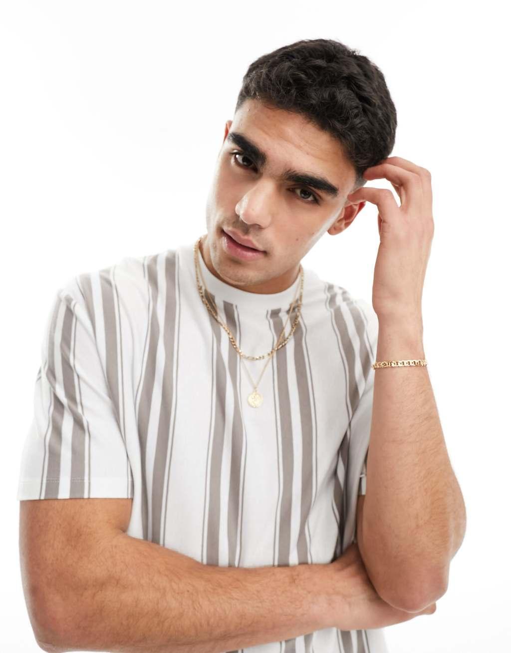 ASOS DESIGN relaxed T-shirt in vertical stripe Product Image