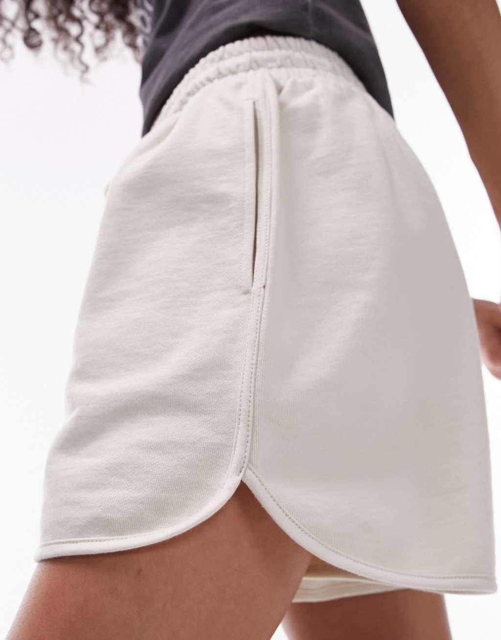 Topshop sweat shorts in stone Product Image