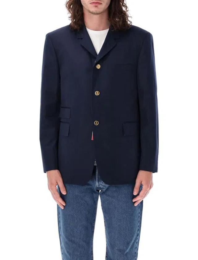 Typewriter Cloth Grosgrain Placket Sport Coat In Blue Product Image