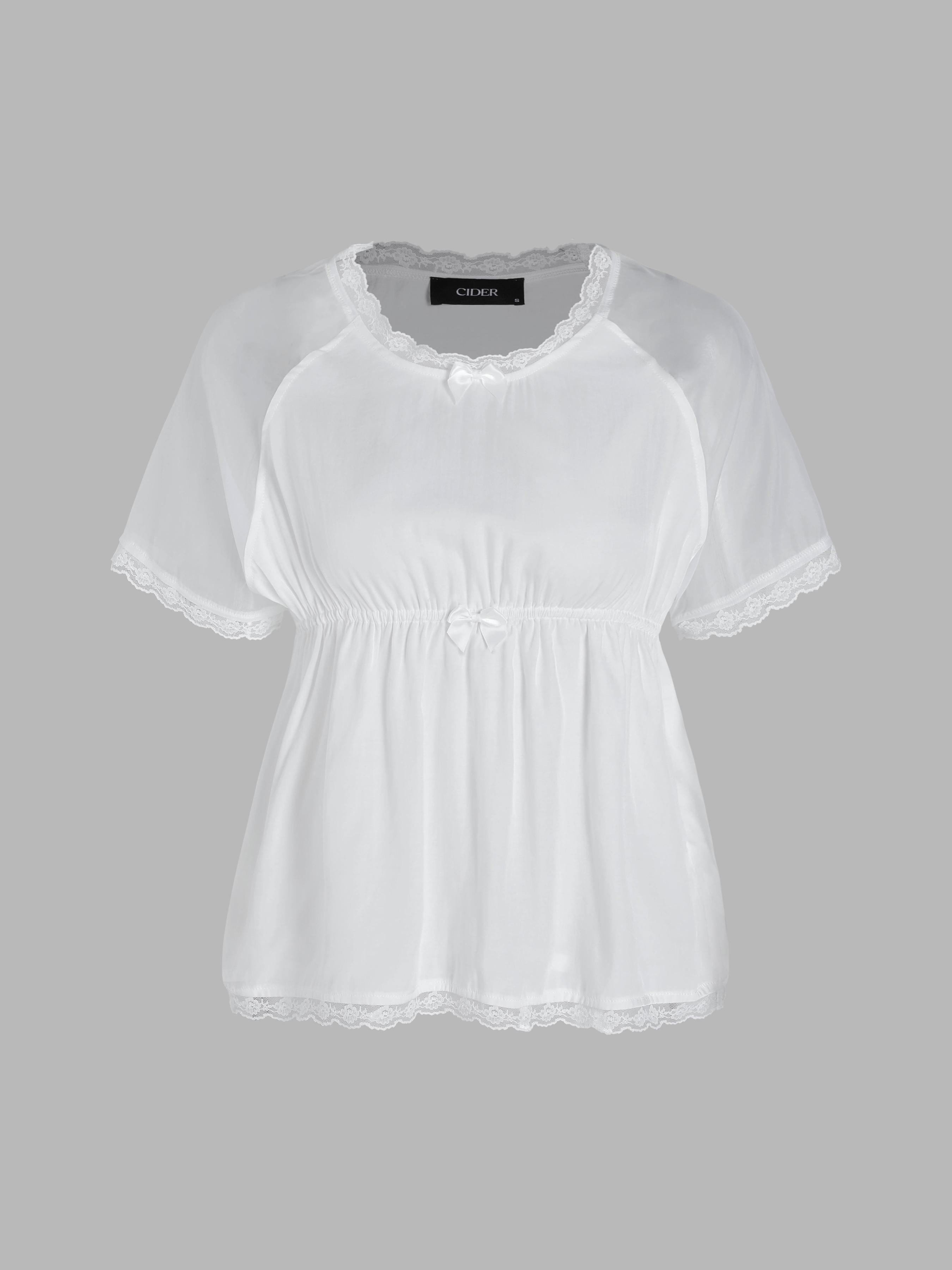 Lace & Knit Lounge Short Sleeve Top Product Image