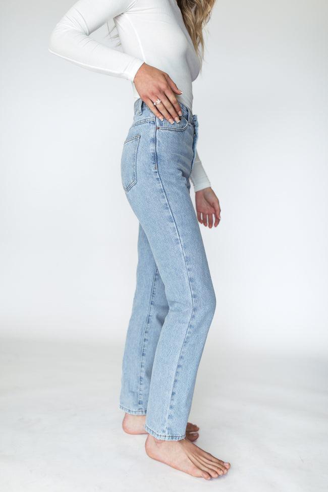 Megan Light Wash Straight Leg Mom Jeans Product Image