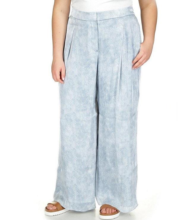 Michael Kors Plus Size Petal Print Pocketed Wide Leg Pants Product Image