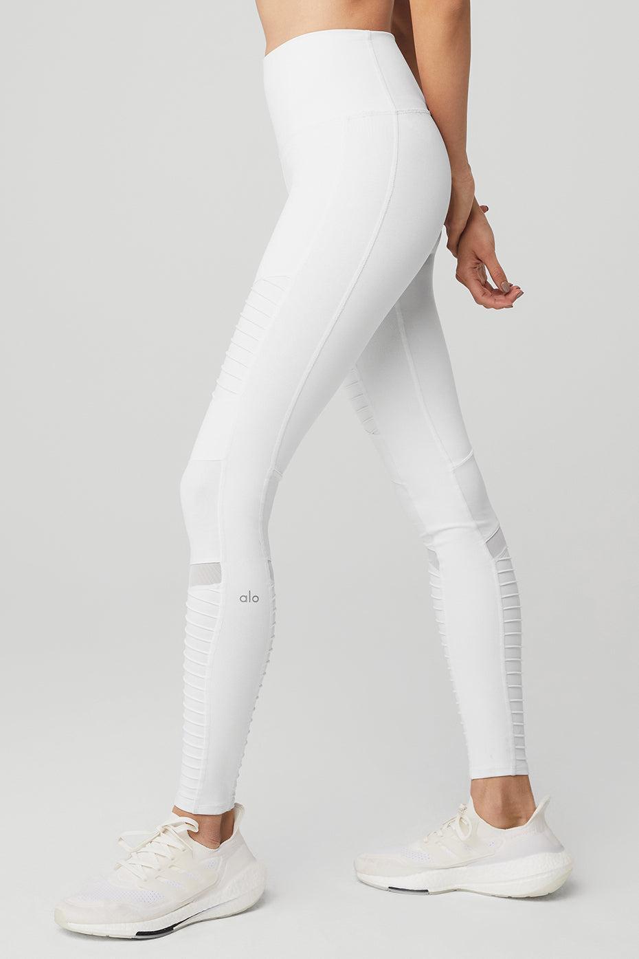 High-Waist Moto Legging - White/White Glossy Female Product Image