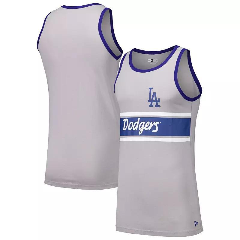 Mens New Era Gray Los Angeles Dodgers Jersey Ringer Tank Top Product Image