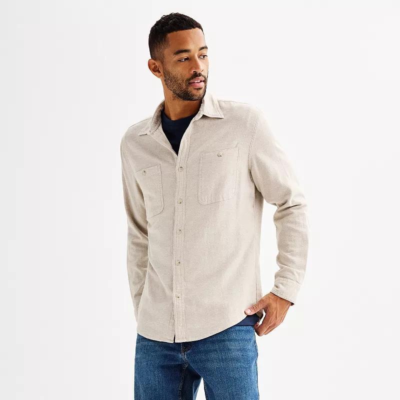 Mens Sonoma Goods For Life Supersoft Flannel Button-Down Shirt Blue Product Image