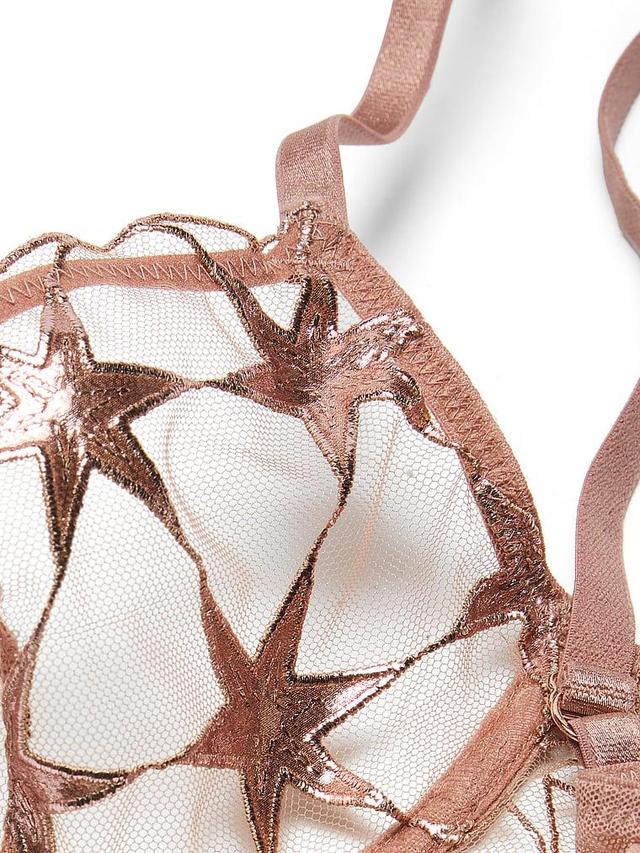 Stardust Embroidery Unlined Low-Cut Demi Bra Product Image