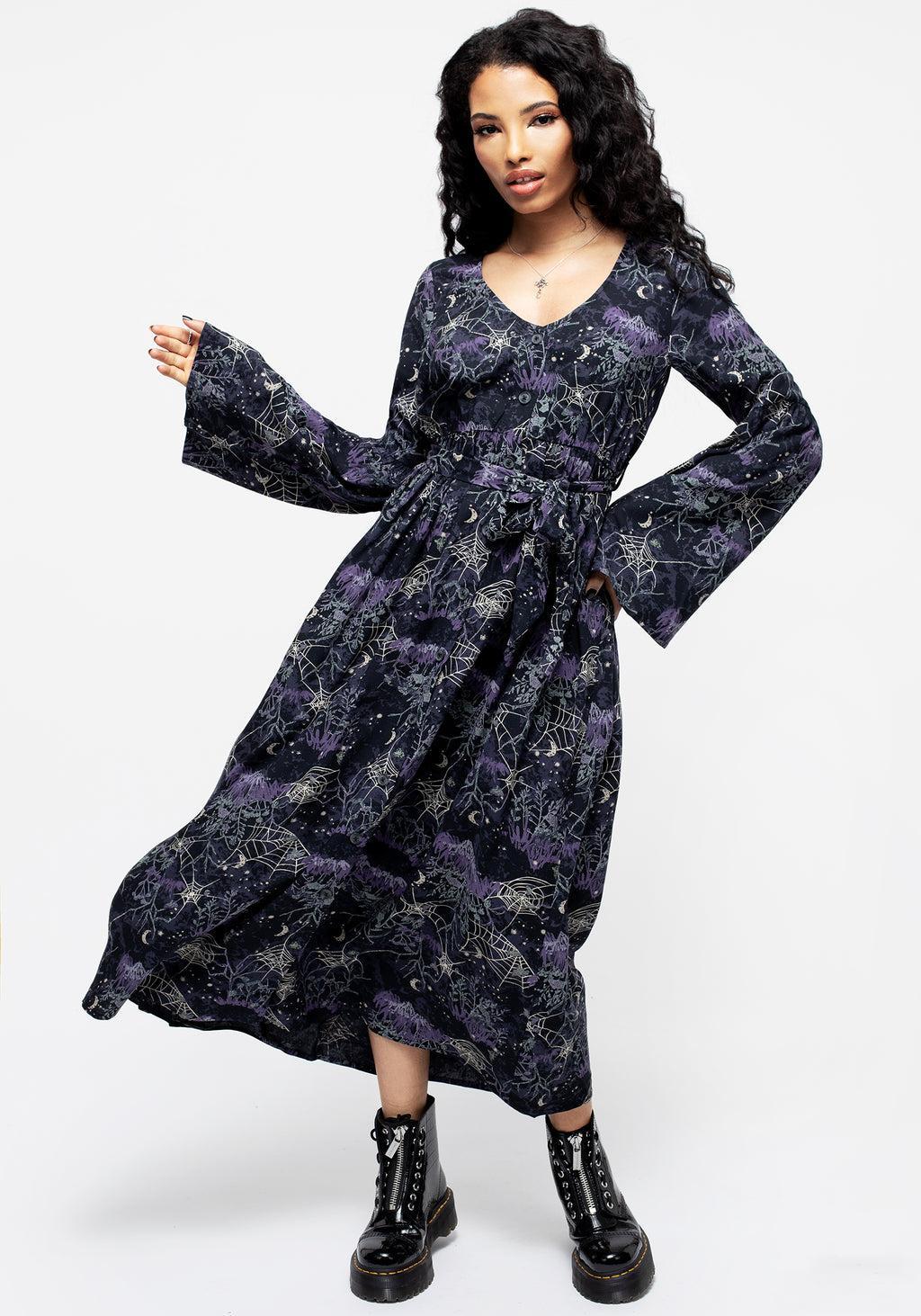 Hawthorn Flute Sleeve Belted Midaxi Dress Product Image