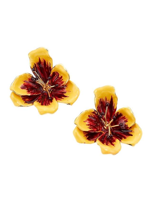 Womens Broken Tulip 14K-Gold-Plated & Enamel Earrings Product Image