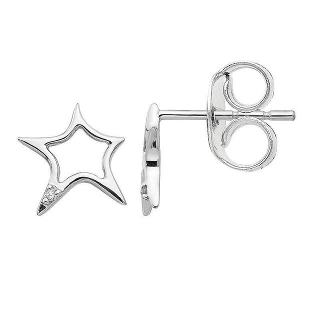 White Ice Sterling Silver Diamond Accent Star Post Earrings, Womens Product Image