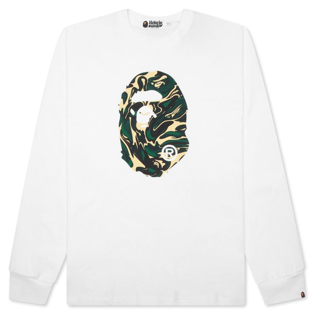 Marbling Camo Ape Head Relaxed Fit L/S Tee - White Male Product Image