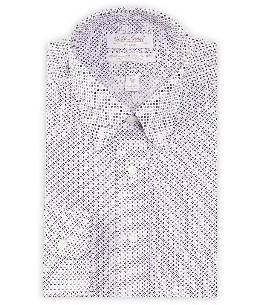 Gold Label Roundtree & Yorke Full Fit Non-Iron Button-Down Collar Geometric Print Dress Shirt Product Image