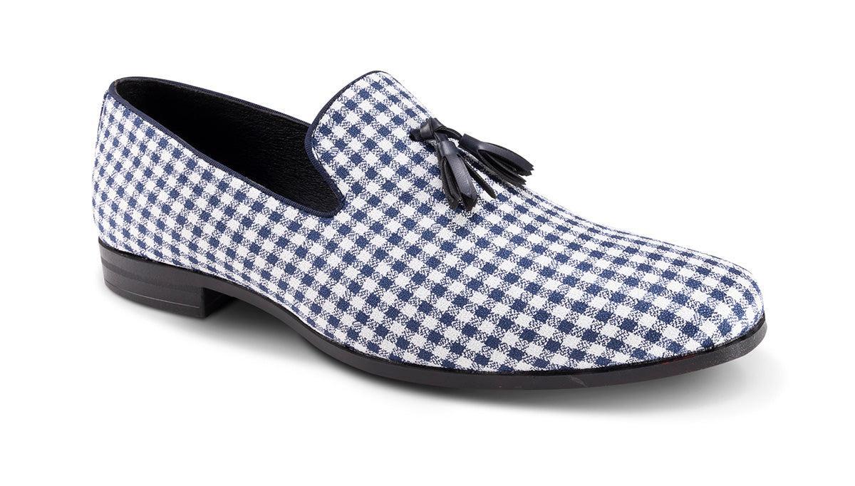 Navy Checkered Tassel Loafer Product Image