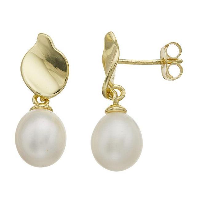 14k Gold Over Silver Freshwater Cultured Pearl Double Dangle Earrings, Womens, Gold Tone Product Image