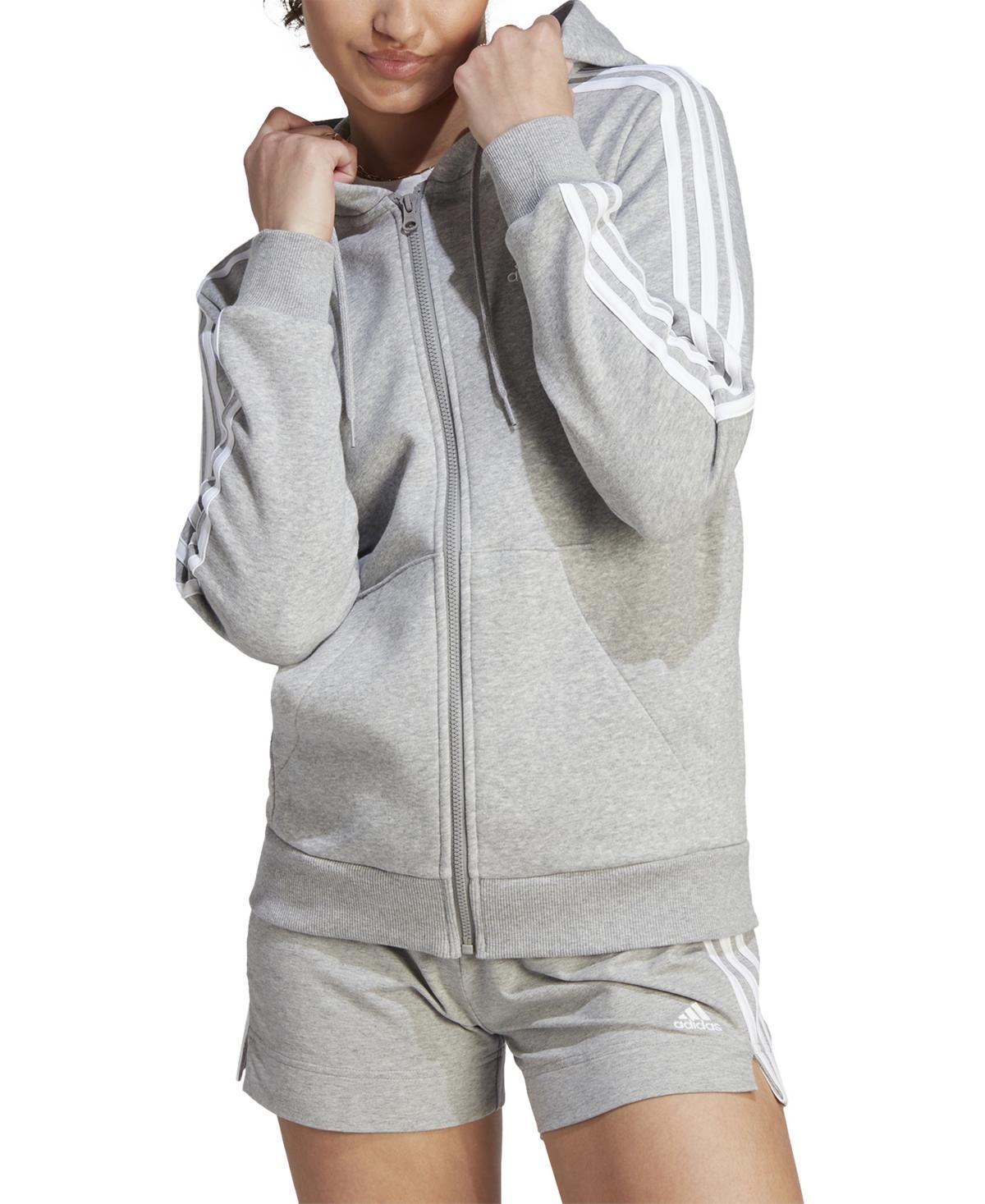 Womens adidas Essentials 3-Stripes Full-Zip Fleece Hoodie Product Image